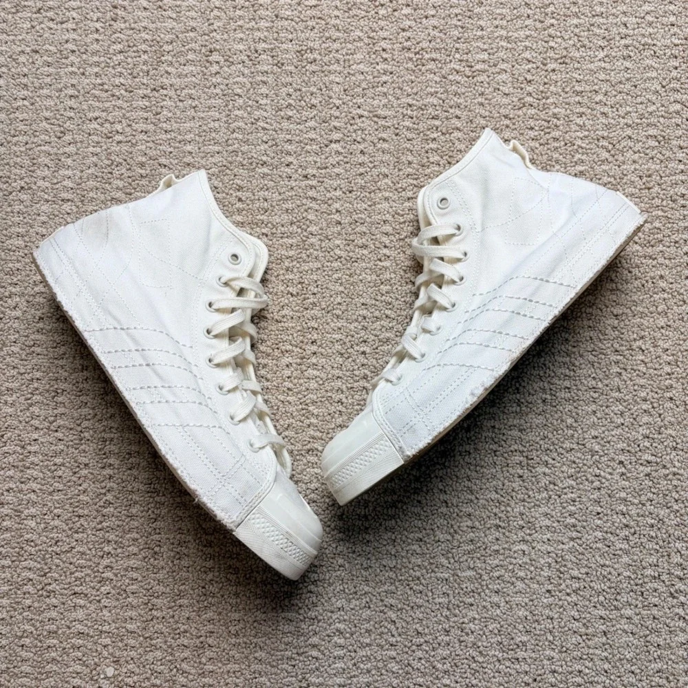 Adidas Y-3 Yohji Yamamoto Men 11 Nizza Distressed High Top White Canvas Sneakers